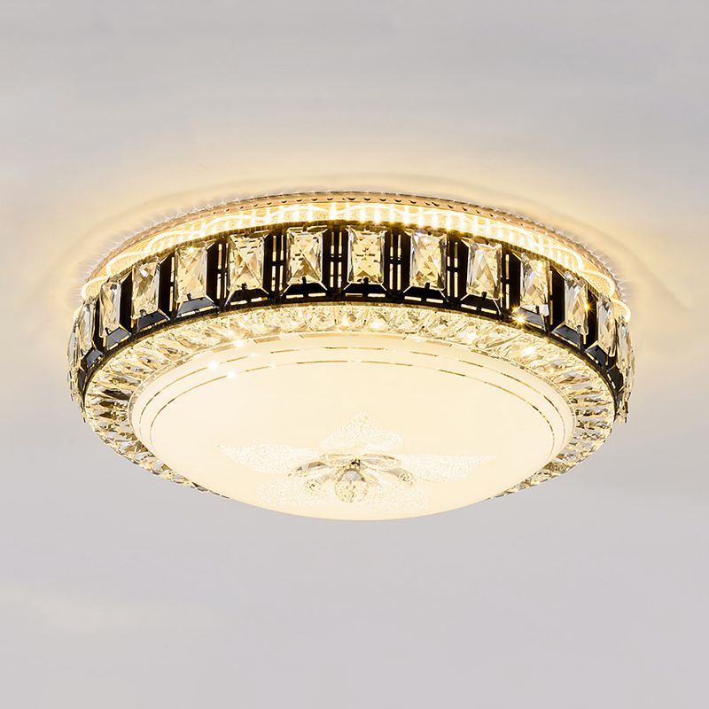 Black LED Flush Mount Lamp Moderne Crystal Dome in der Nähe von Deckenleuchte für Schlafzimmer