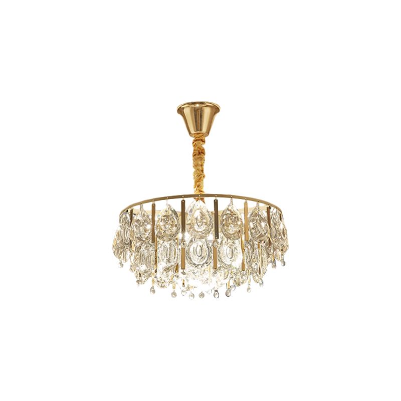 Crystal Conic Chandelier Modernism 3/4 Lights Gold Pendant Light Kit with Tiered Design, 16"/19.5" W