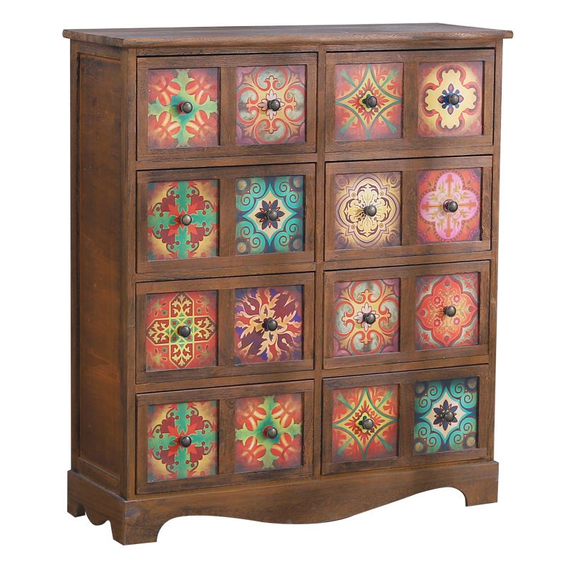 Traditional Brown Storage Chest Vertical Lingerie Chest with Drawers