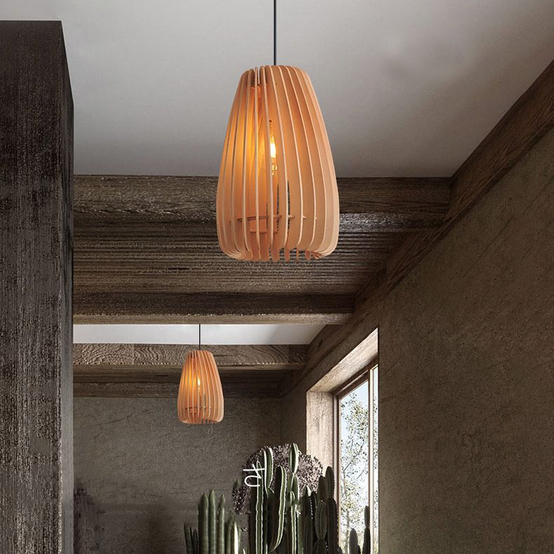 Lampada a sospensione a pendente a legna la luce del soffitto a 1 luce contemporanea per sala da pranzo