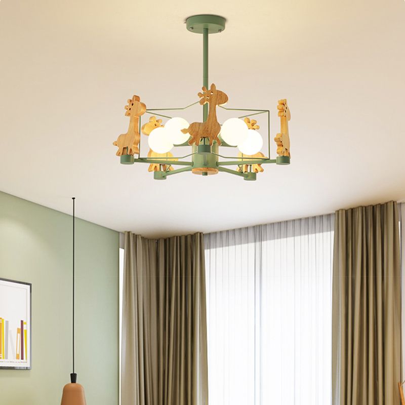 Moderne macaron -stijl tak hangend licht houten multi -kop kroonluchter voor woonkamer