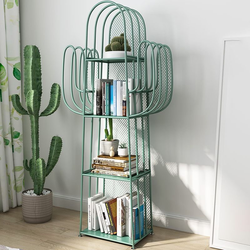 Glam Style Metal Bookshelf 4-shelf Closed Back Bookcase for Home