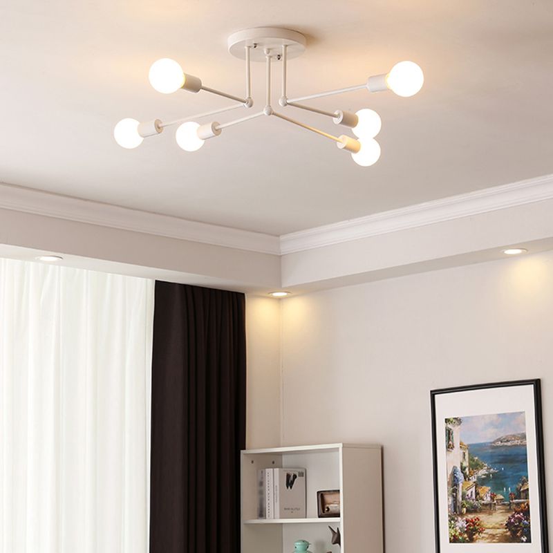 Metaal Modern Semi Flush Mount Verlichting 6 Lichten Sputnik Semi-flush lichte armaturen voor Semi Flush Mount Verlichting