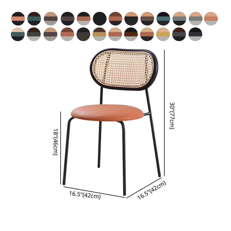 Sillas de comedor de estilo moderno, silla con respaldo abierto lateral sin brazos y patas de metal para cocina