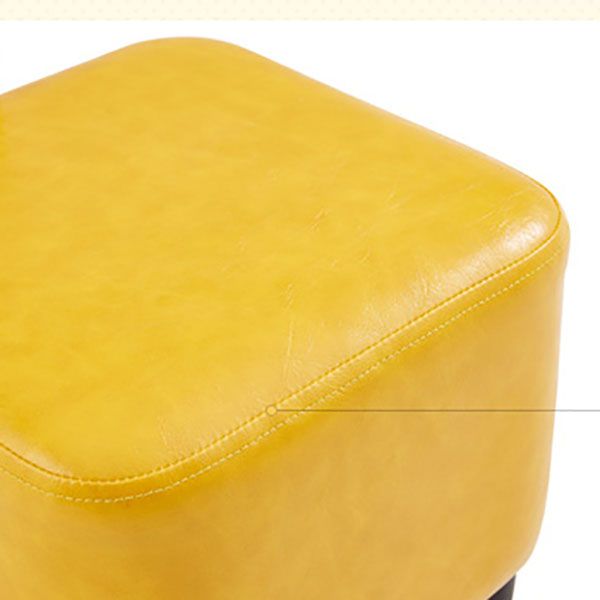 Glam Pouf Ottoman Faux Leather Upholstered Solid Color Square Ottoman with Legs