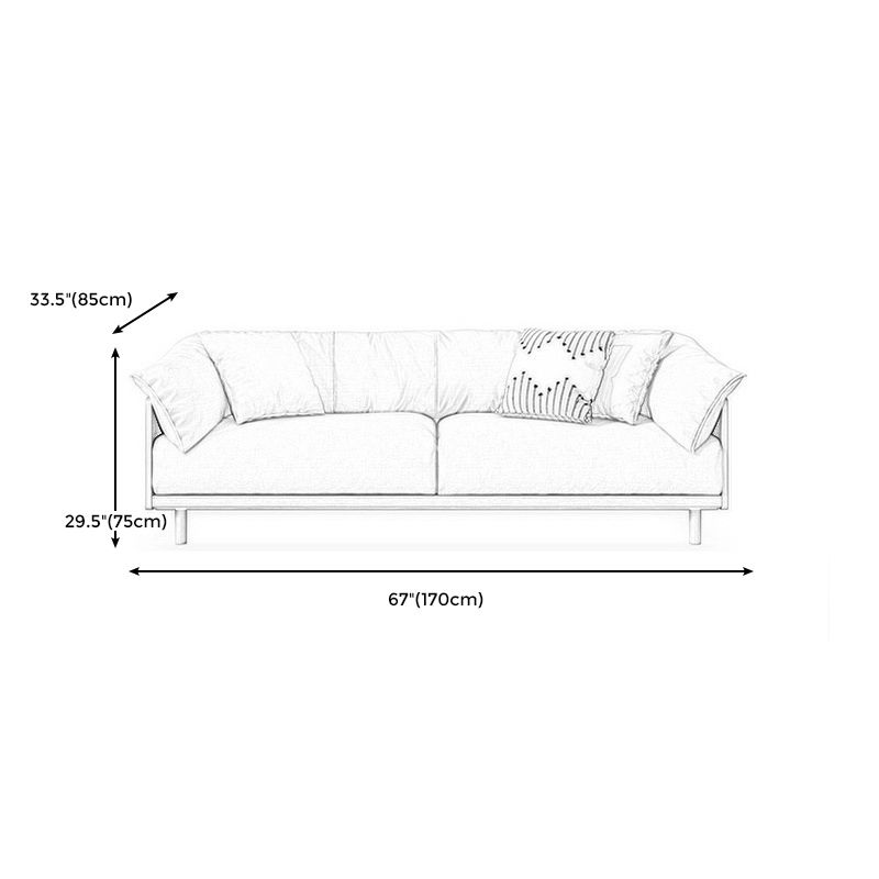 Scandinavian Tuxedo Arm Settee Cotton Blend Standard Sofa with Wooden Legs