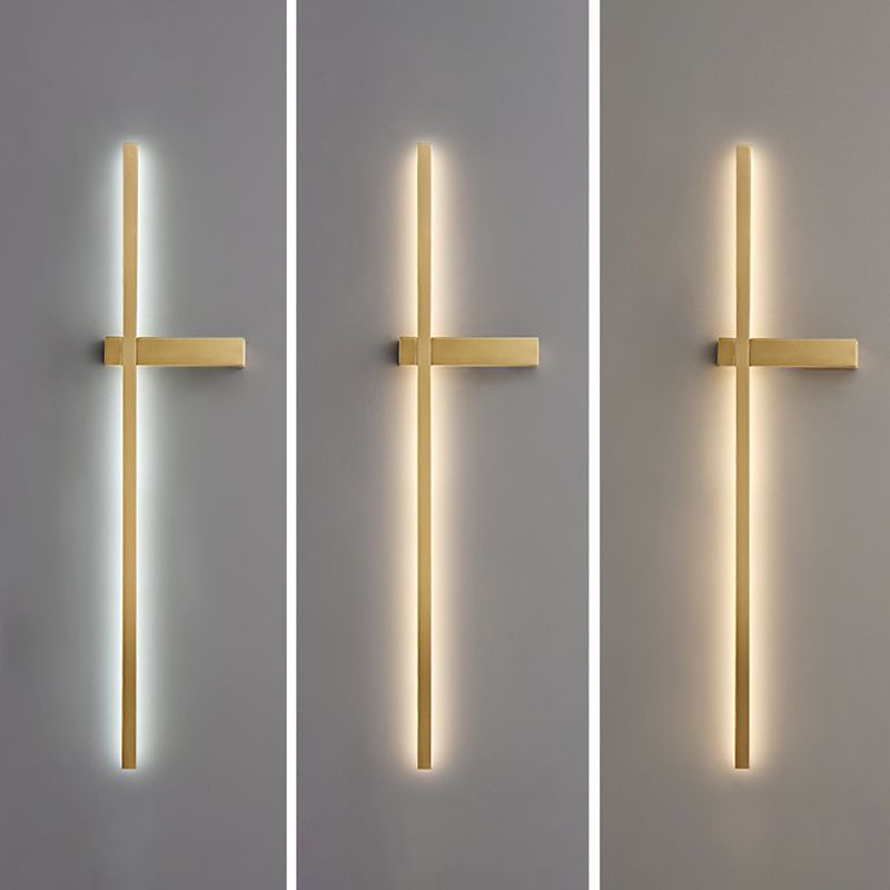 Brass Straight Wall Light Nordic Style 1 Light LED Wall Sconce for Living Room