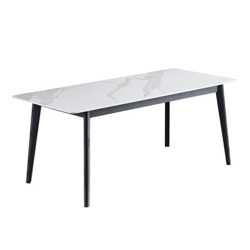 Mesa de madera sólida Modern de mesa moderna Rectángulo Top de piedra sinterizada para comedor