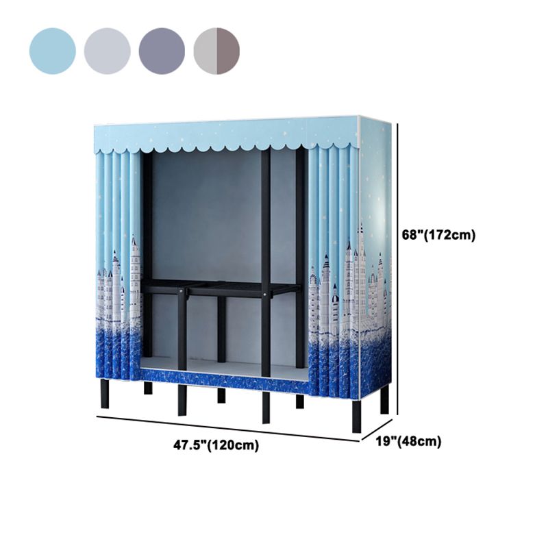 Contemporary Style Folding Wardrobe Armoire Steel Frame Wardrobe Cabinet for Home