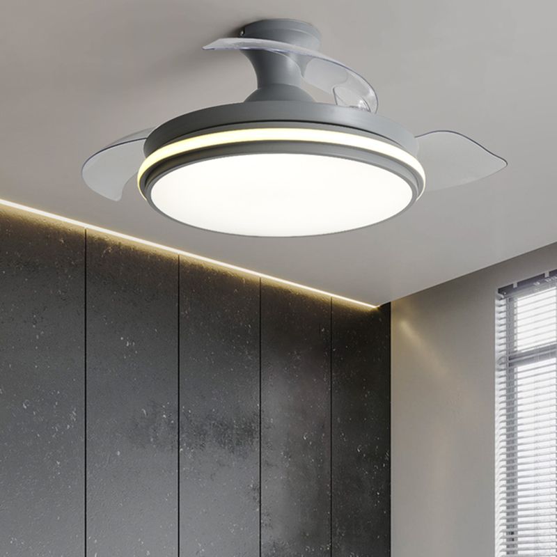 Round Metal Ceiling Fan Lights Kids Style 2 Light Ceiling Fan Lamps for Living Room