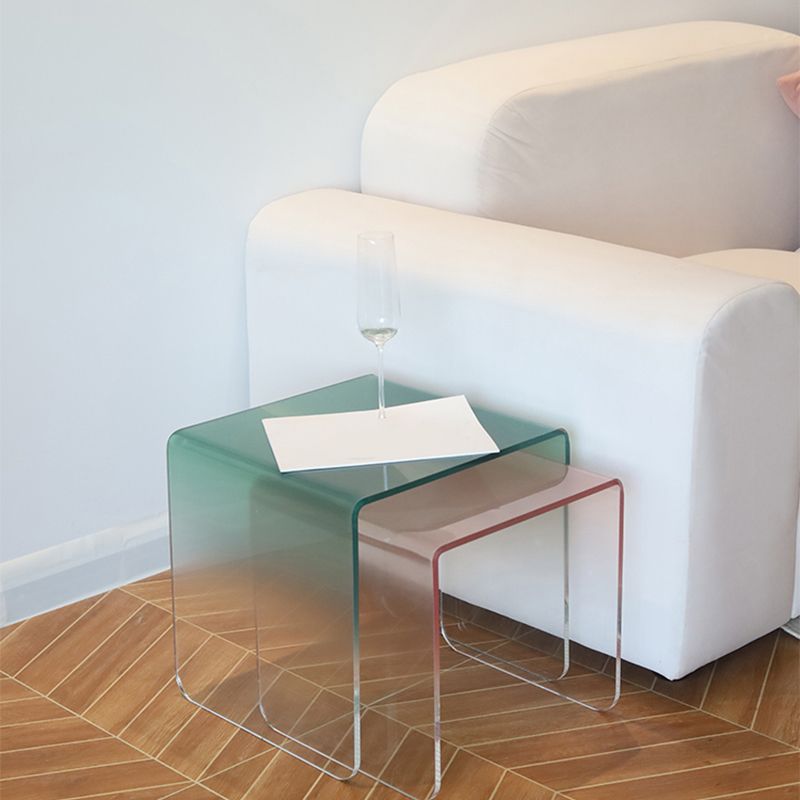Plastic Square Side End Table Modern Sled Sofa Side Accent Table