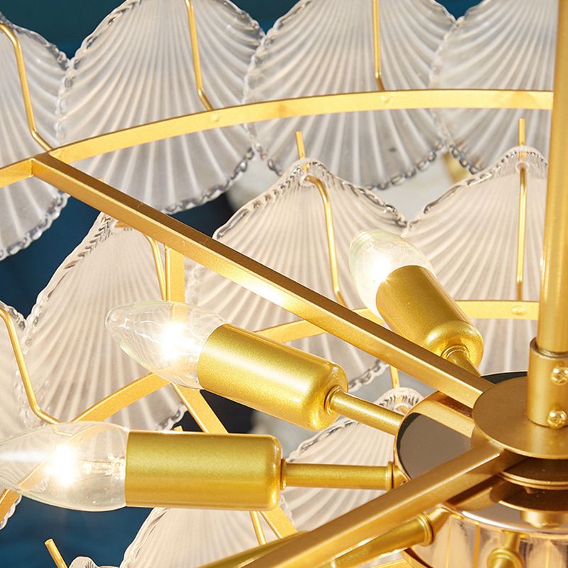 Vidrio 6 luces Modernas luces de la isla Luz de colmillo de oro