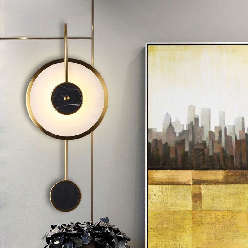 Lampada montata a parete circolare Postmoderna Simplicity Stone Wall Mount Lampada per soggiorno