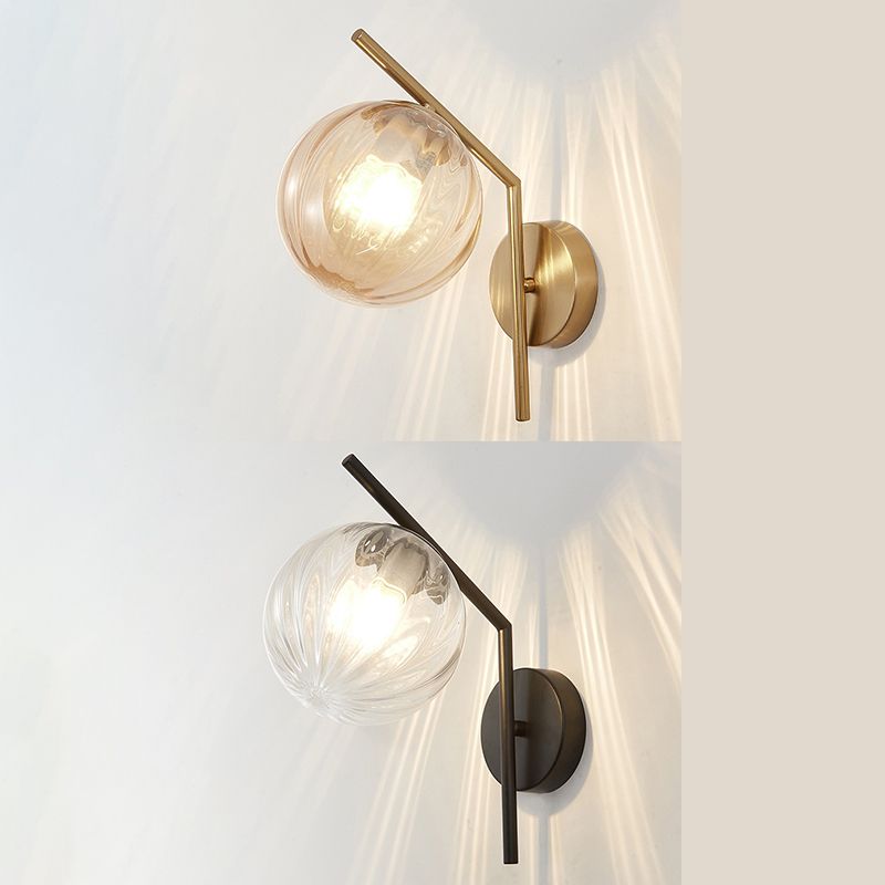 Modern Minimalist Style Spherical Wall Mount Light Fixture 1 Light Wall Lighting with Glass Shade