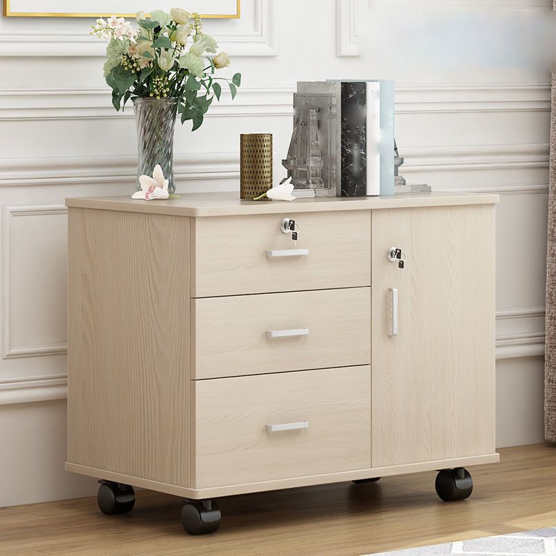 Modern Side Cabinet Wooden Accent Cabinet with 1 Door and 3 Drawers