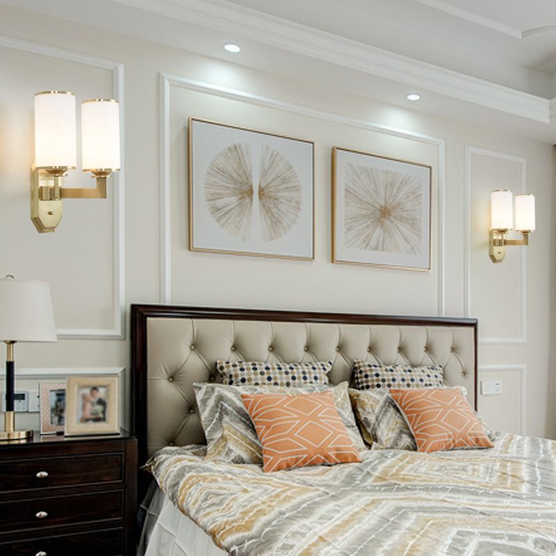 Illuminazione a parete interno Apparecchio di lampada a parete minimalista con tonalità di vetro latte