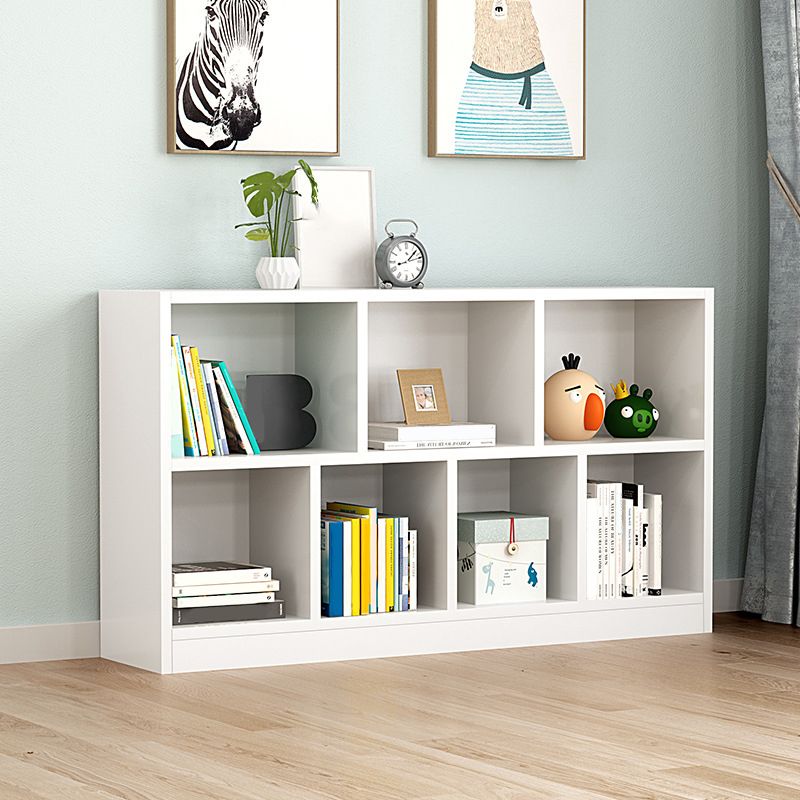 Wood Bookshelf White Contemporary Style Bookcase for Home Office