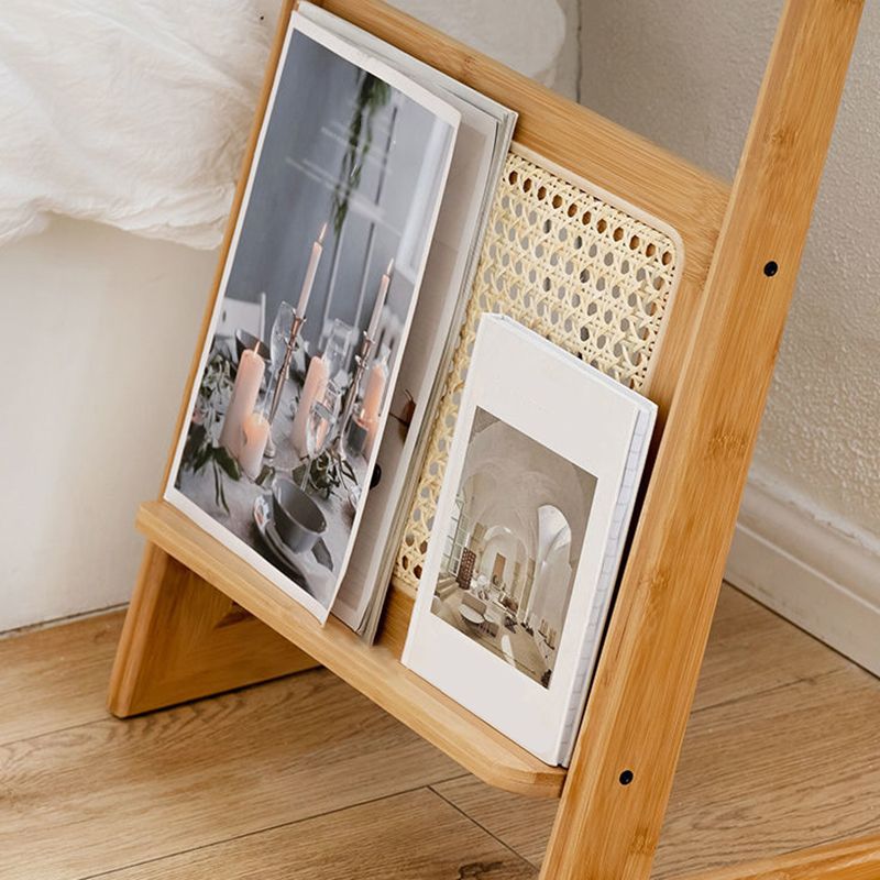 22.8" Tall Rectangular Glass Side Table Solid Wood Abstract End Table with Storage