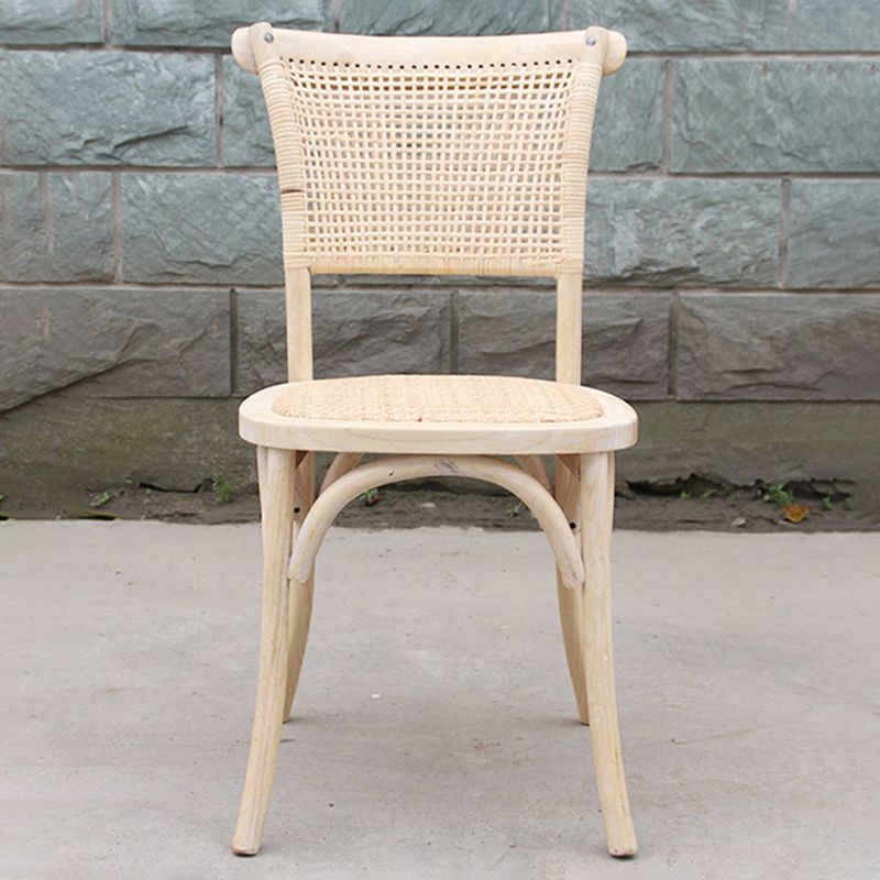 Solid Wood Country Style Dining Room Chair Matte Finish Cane Back Dining Chairs
