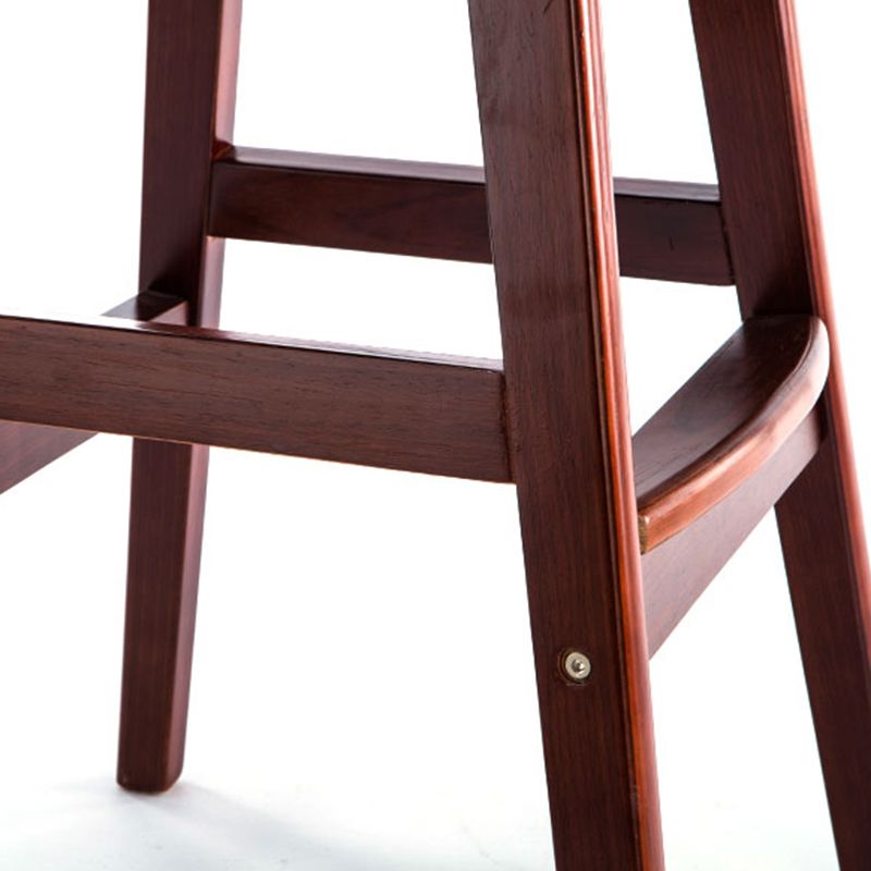 Modern Backrest Armless Counter Stool Wood Bar Stool with Pedal and Cushion