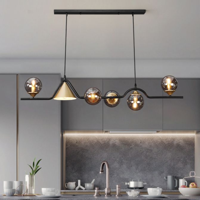 Sala da pranzo Isola Light Light Style Modern Style Isola Accensione con sfera di vetro