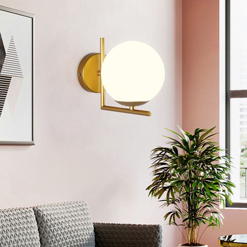 1 licht wit glazen wand gemonteerd verlichtingsbeveiliging moderne orb wandlichtwagentjes voor slaapkamer
