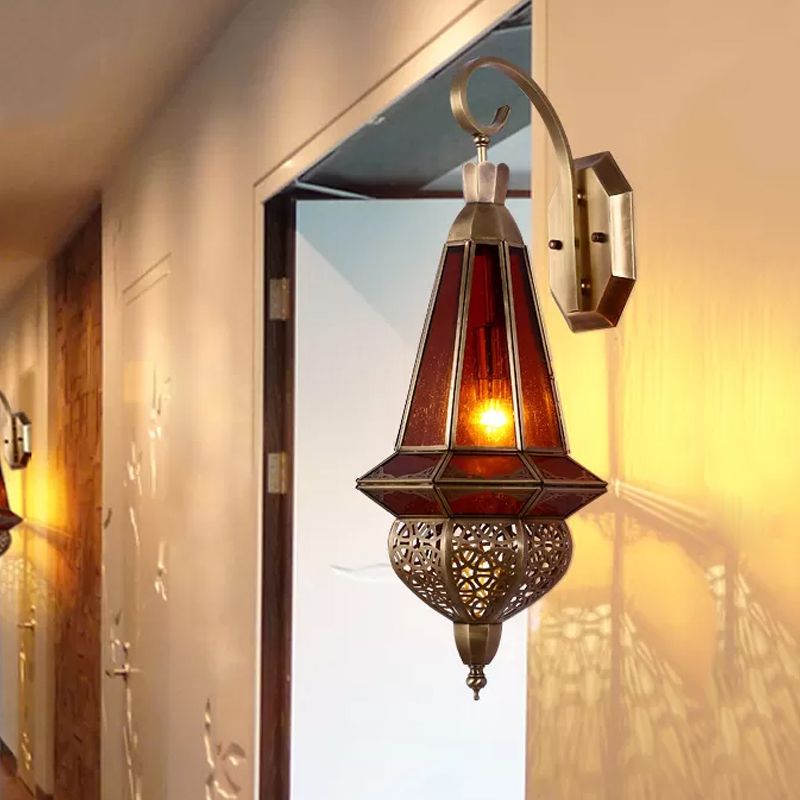 1 Bulb Metal Wall Lamp Sconce Art Deco Brass Urn Restaurant Wall Mounted Lighting