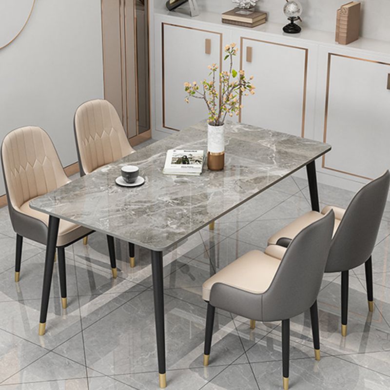 Slate and Metal Table Glam Style Rectangular Dining Table for Home Dining Room