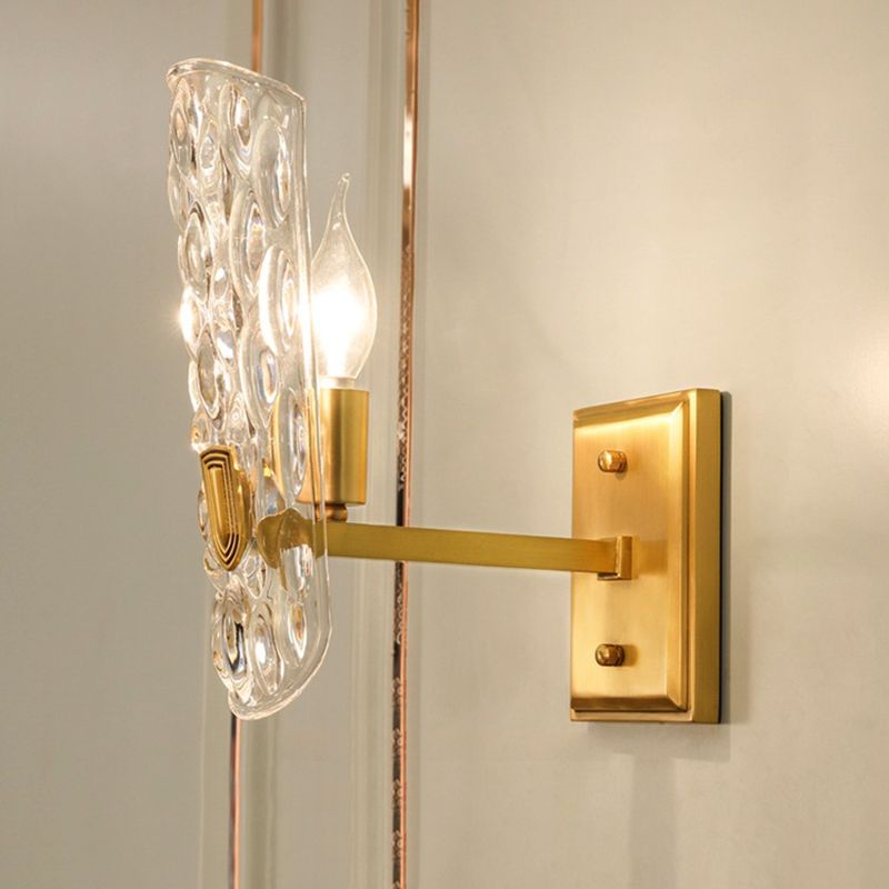 Lampada per parete per pareti in vetro d'acqua trasparente contemporanea lampada da monte a parete in ottone 1/2 luci a forma ovale per il letto