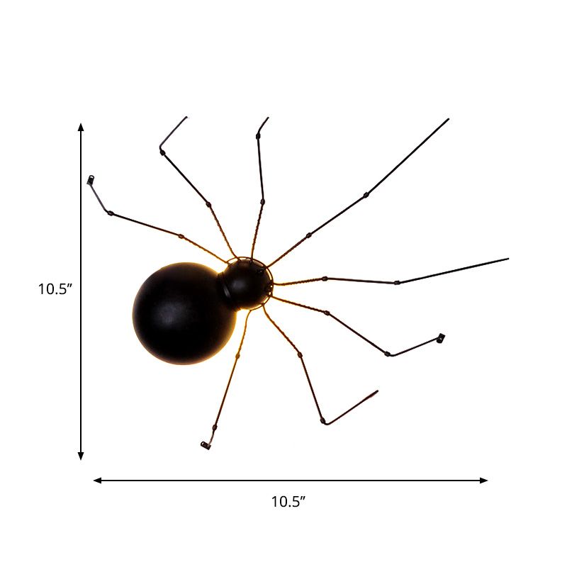 Black Spider Wall Sconce Single Light Metal Industrial Sconce Light for Kid Bedroom