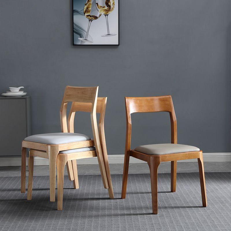 Modern Upholstered Armless Chair Home Solid Wood Dining Chair