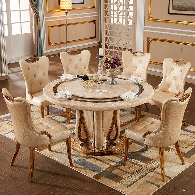 Faux Marble Dining Table Round Pedestal Dinner Table for Dining Room