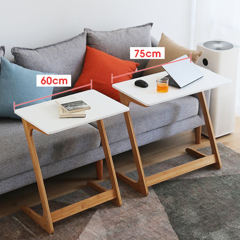Modern Z-Shaped Wooden End Table 15.7" D Simple Bamboo Side Table