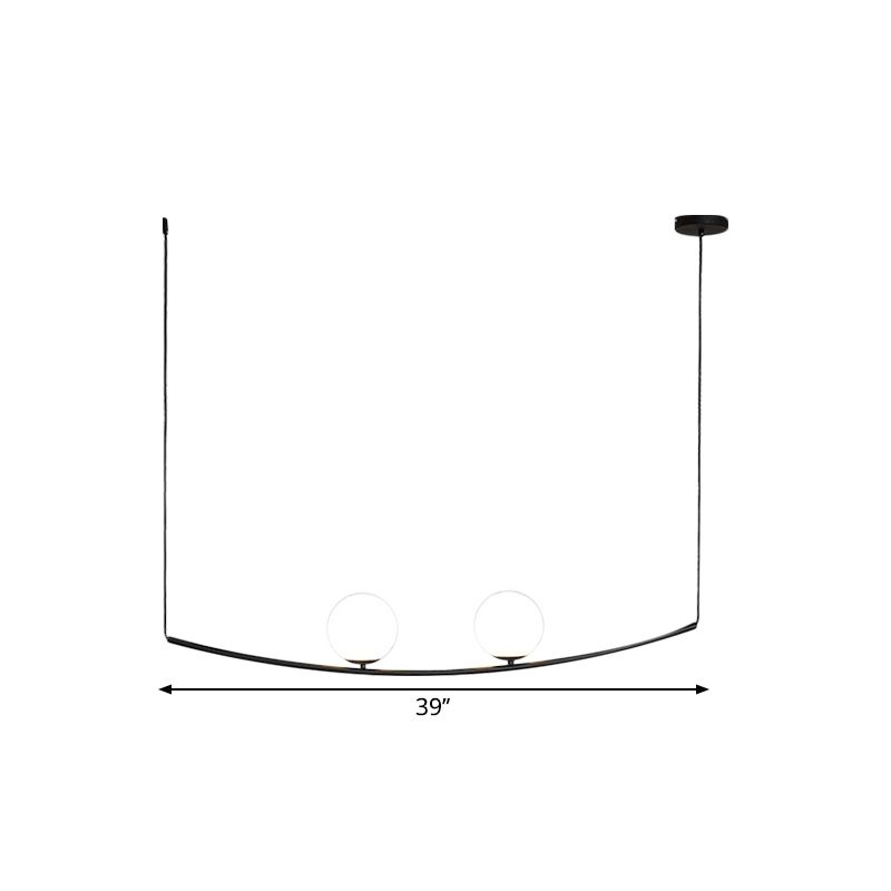 2/3 Lights Bubble Island Light Modern Simple Metal Chandelier Lighting in Black/Gold