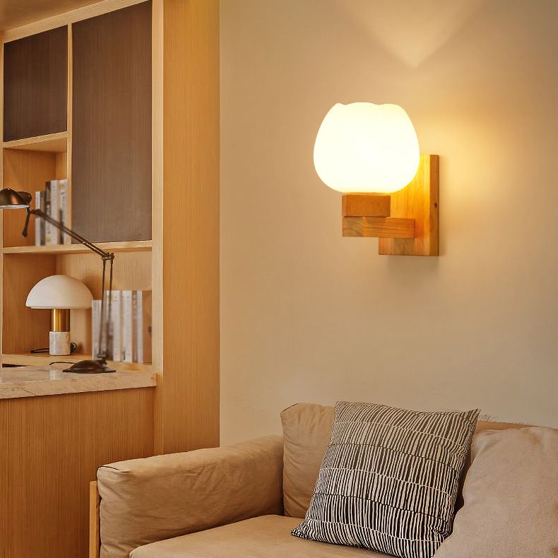 Estilo contemporáneo Luces de apliques de pared geométrica madera 1 lámpara de luz liviana