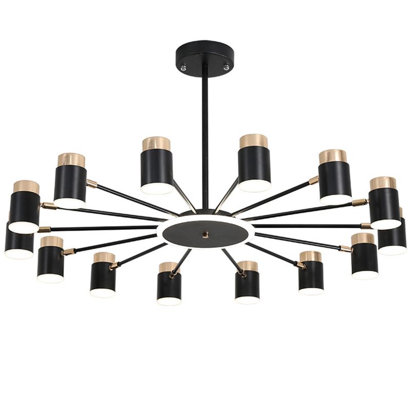 Metal Starburst Chandelier Pendant Light Minimalist Style LED Hanging Light Fixture in Black