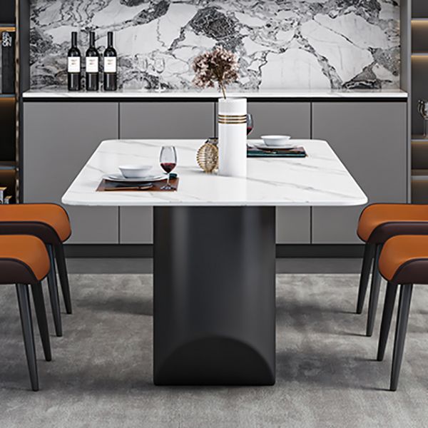 Contemporary Dining Table Sintered Stone Dining Table with Double Pedestal for Dining Room