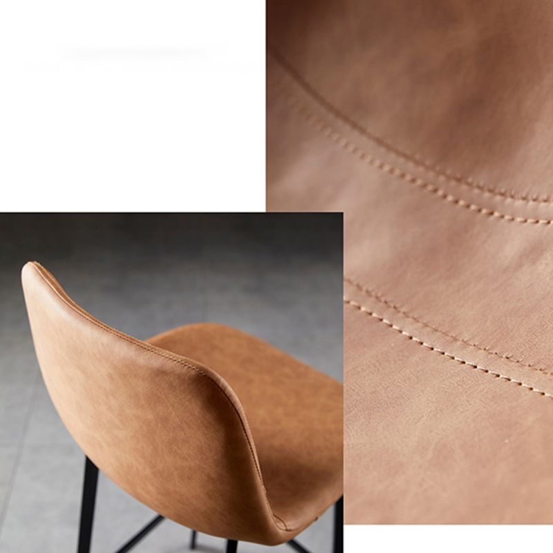 Scandinavian Style Bar-stool with Square Leather Seat Counter Stool Kitchen Bar-stool