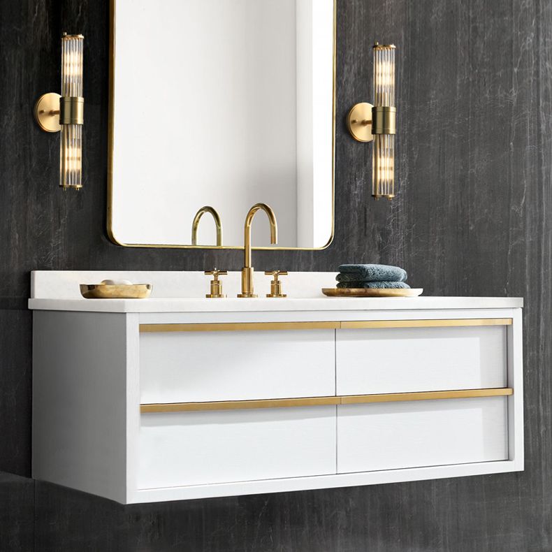 Gold Metal Wall Mount Lamp Contemporary Vanity Wall Light Sconces for Bathroom