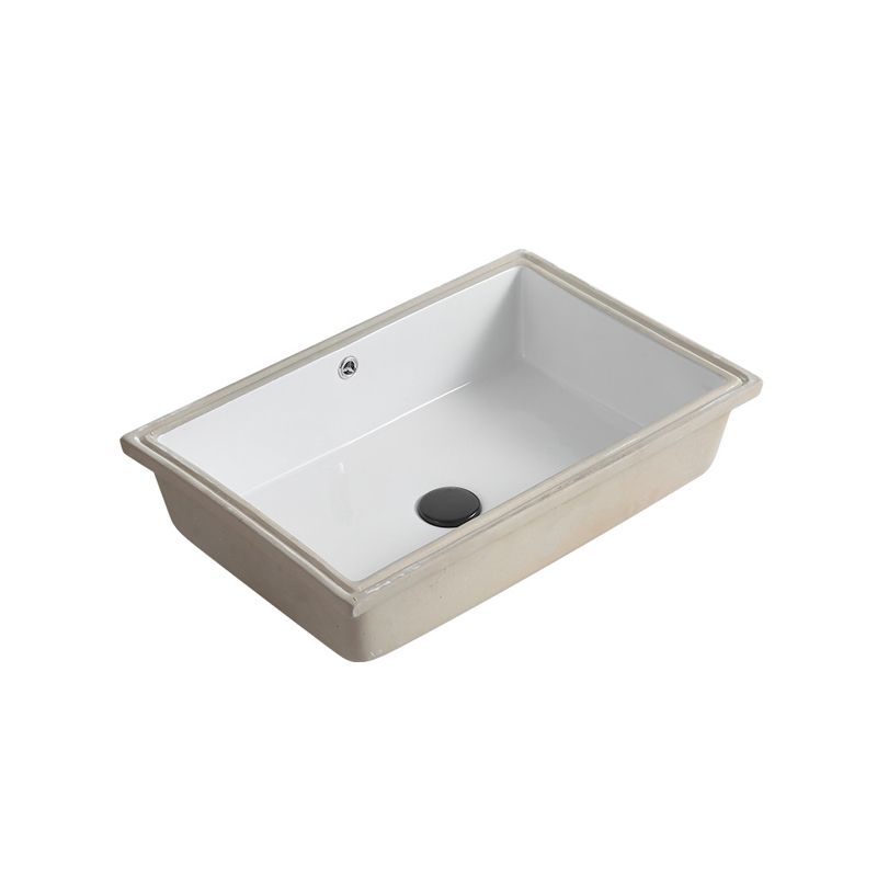 Contemporary Bathroom Sink with Pop-Up Drain Porcelain Rectangular Undermount Vanity Sink