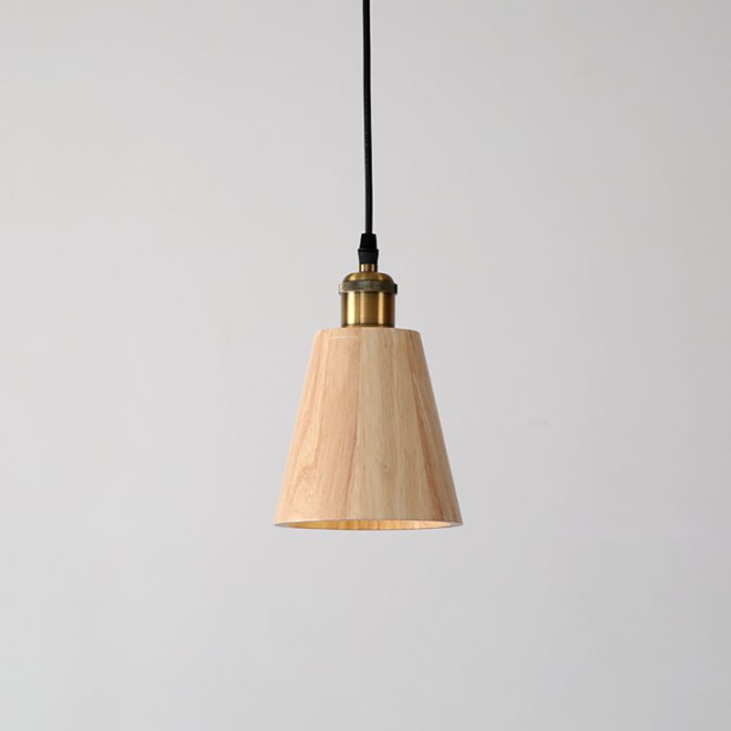 Nordic Cone Shade Pendant Light Fixture Solid Wood Dining Room Hanging Lamp
