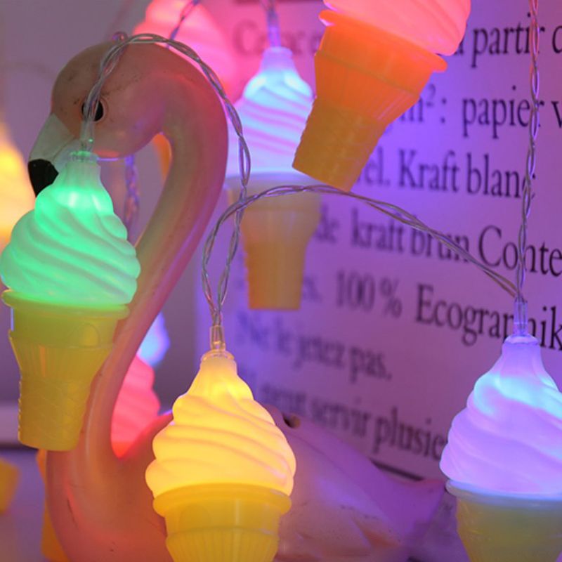 Ice Cream LED String Light Ideas Contemporary Plastic 20/40 Heads Yellow Party Lamp in Warm/Multi Color Light, 9.8/19.6 Ft Long