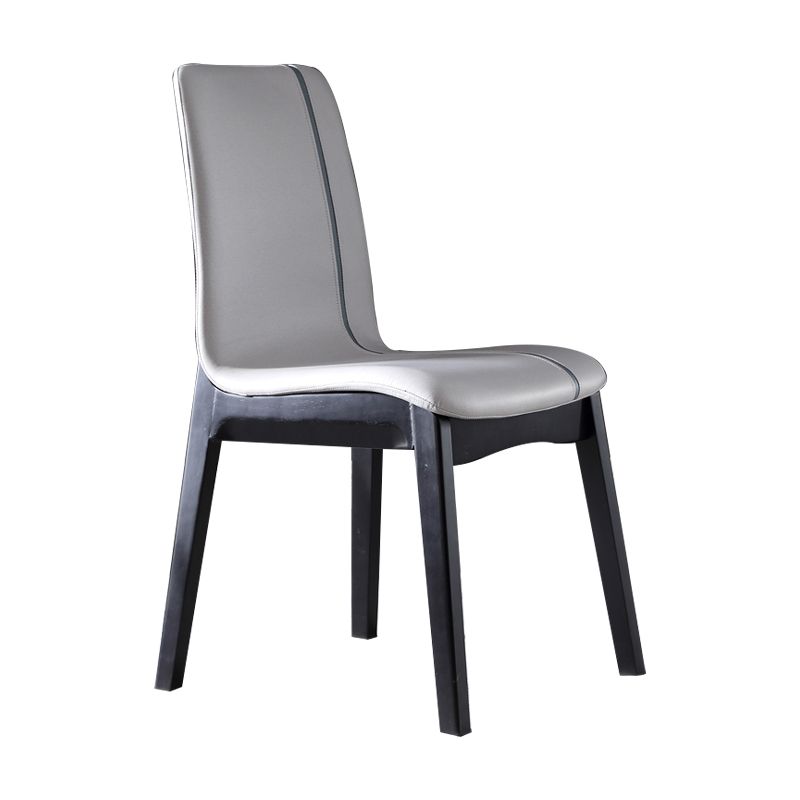 Contemporary Home Side Chair Solid Back Upholstered Wood Dining Room Chair