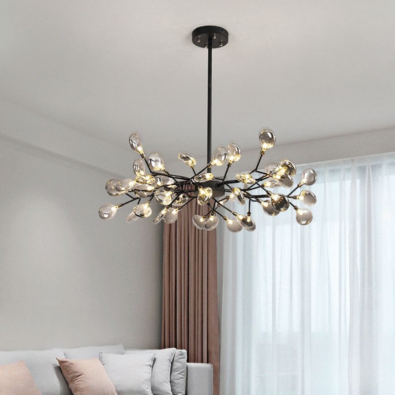 Candelera de lámpara de lámpara colgante posmoderna enchufefirlies lámpara de techo de vidrio para sala de estar