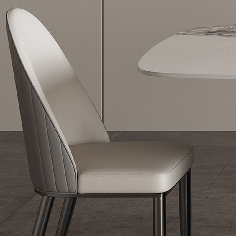 Glossy White Modern Dining Table Set 1/4/5/6 Pcs Dinette Set with Faux Leather Chairs