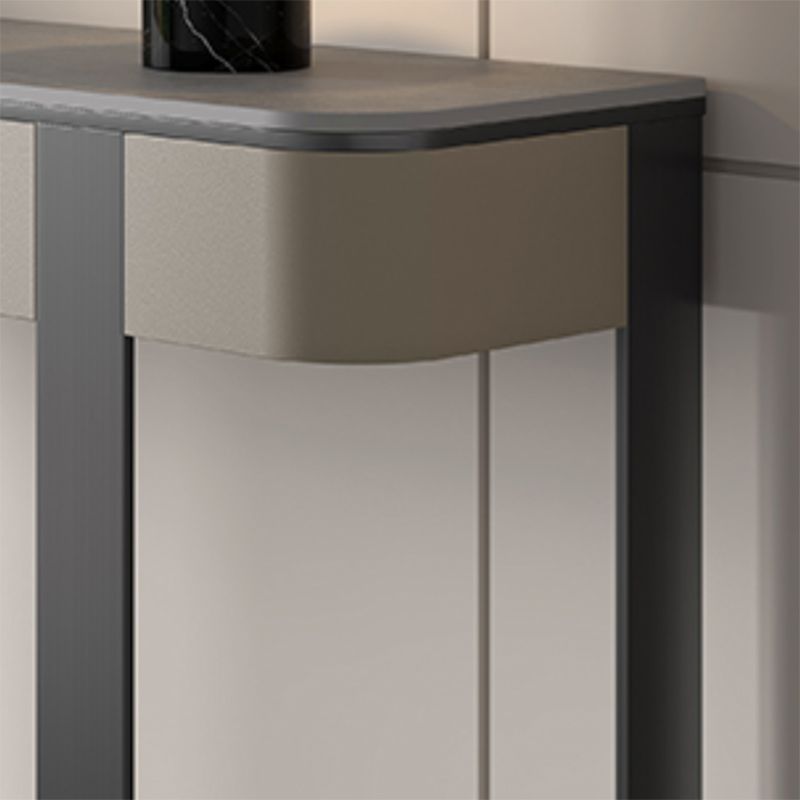 Contemporary Stone Console Accent Table with Half Moon Top for Hall