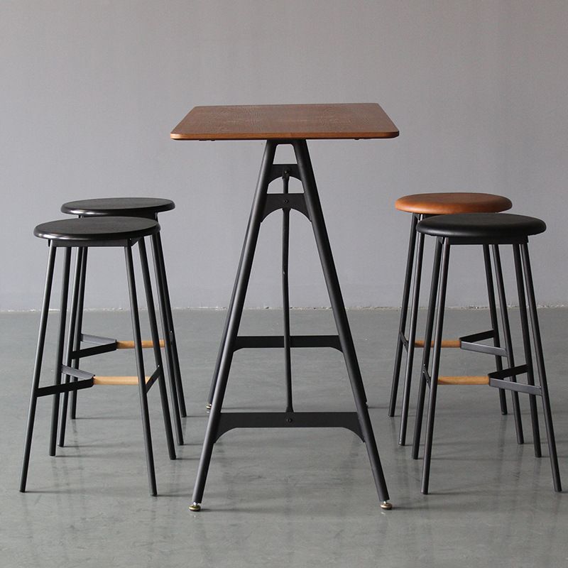 Modern Rectangle Bar Counter Table Wooden Dining Table with Metal Legs