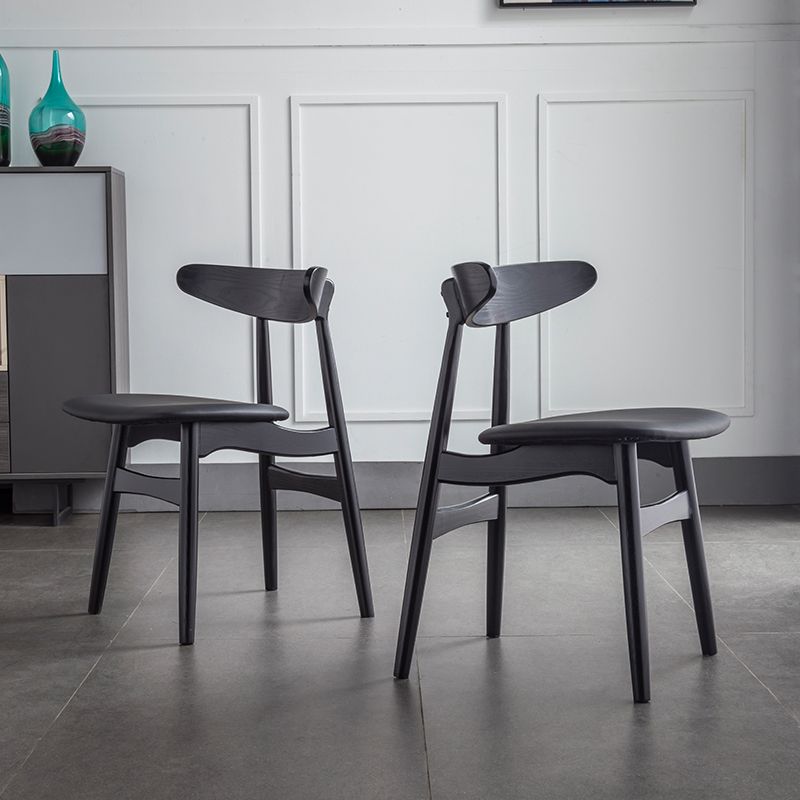 Contemporary Solid Wood Dining Room Chairs Armless Open Back Dining Side Chair for Home Use