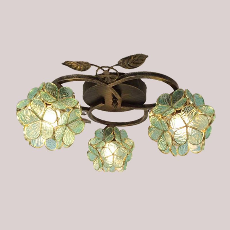 3-Light Ceiling Lamp Tiffany Style Glass Ceiling Lighting for Living Room
