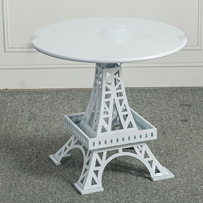 Metal Statue Base Table Round Side End Table for Living Room